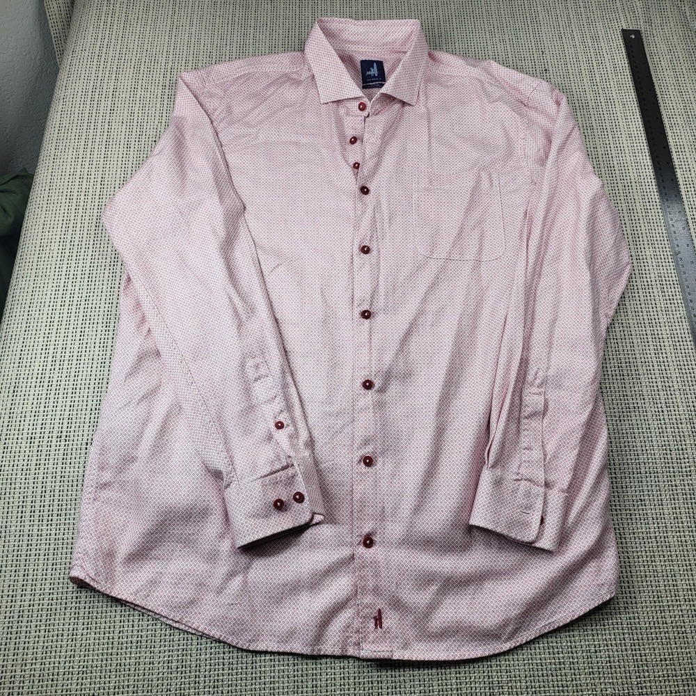 Johnnie-O Shirt Mens XL Pink Geometric Long Sleeve Button Front Casual